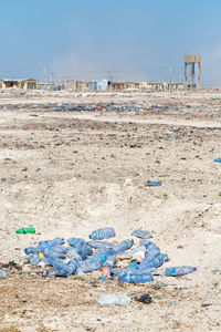 Garbage can on beach