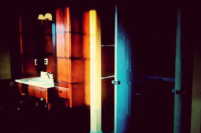 View of illuminated building