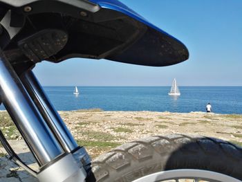 Scenic view of sea against clear sky