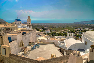 High angle view of townscape against sky