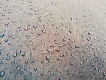 Full frame shot of raindrops on glass window