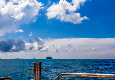 Scenic view of sea against blue sky