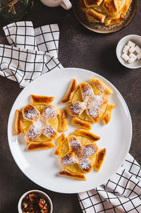 High angle view of food on table