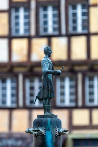 Statue on top of the zwentibold fountain in bad muenstereifel, germany