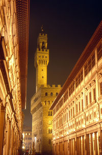 Low angle view of building at night