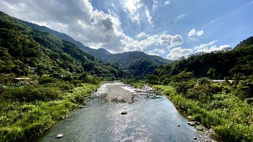 Scenic view of mountains against sky