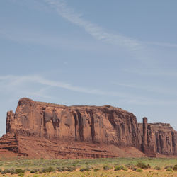 Rock formations on landscape against sky