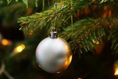 Close-up of illuminated christmas decoration at night