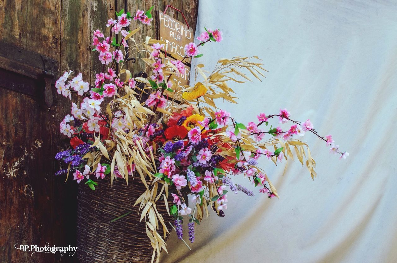 flower, indoors, freshness, wall - building feature, fragility, growth, plant, decoration, petal, close-up, wall, nature, leaf, vase, no people, purple, table, pink color, beauty in nature, potted plant