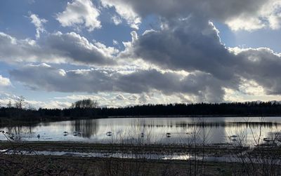 Scenic view of lake against sky