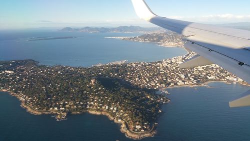Aerial view of sea against sky