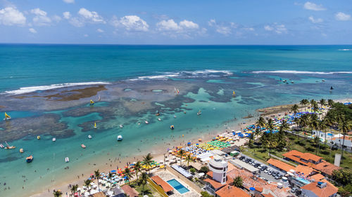 High angle view of beach against sky