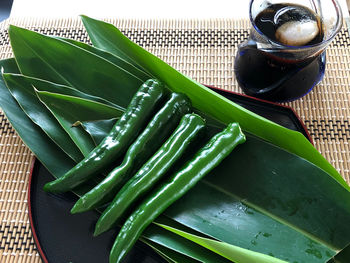 High angle view of vegetables on table