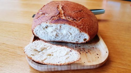 High angle view of bread on table