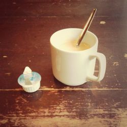 Coffee cup on table