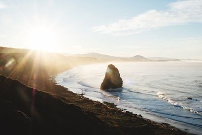 Scenic view of sea against sky on sunny day