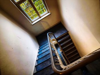 High angle view of staircase at home