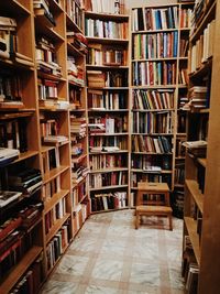 Row of books in library