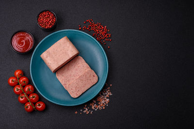 High angle view of food on table