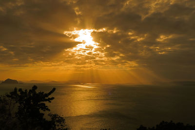 Scenic view of sunset over sea