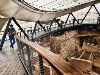 Man walking on staircase