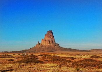 Scenic view of mountain against clear sky