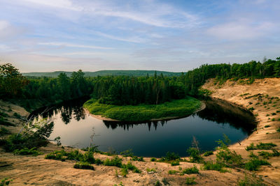 Scenic view of lake against sky