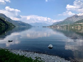 Scenic view of lake against sky