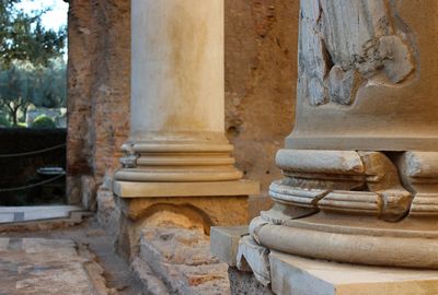 Sculpture in old temple outside building