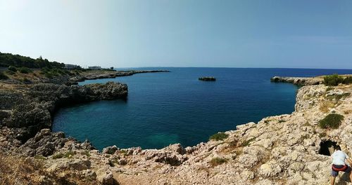 Scenic view of sea against clear sky