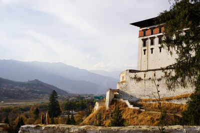 The view of the paro valley from the paro dzong