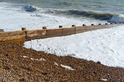 High angle view of sea shore at beach