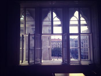 View of building through window