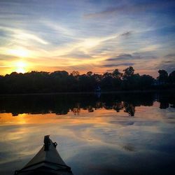 Scenic view of lake at sunset