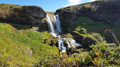 Scenic view of waterfall