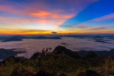 Scenic view of dramatic sky during sunset