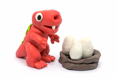 Close-up of stuffed toy against white background