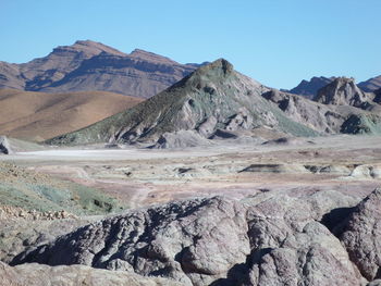 Scenic view of mountains against clear sky