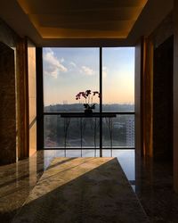 Scenic view of sea seen through glass window