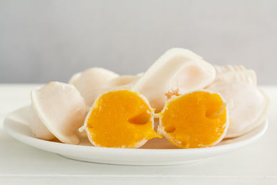 Close-up of fruits in plate