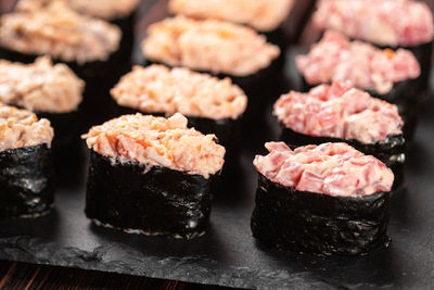 Close-up of sushi on table