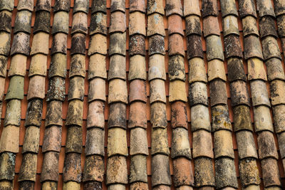 Full frame shot of old tiled roof