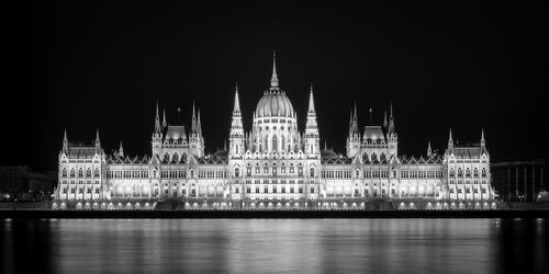 View of illuminated buildings at night