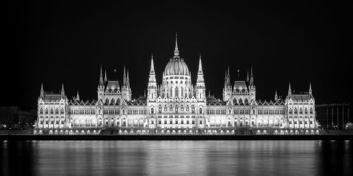 View of illuminated buildings at night