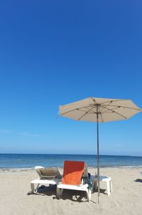 Scenic view of beach against clear sky