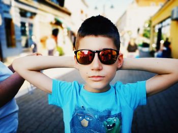 Portrait of boy wearing sunglasses