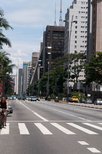 View of city street and buildings