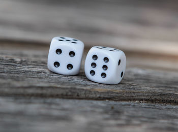 Close-up of dice on table