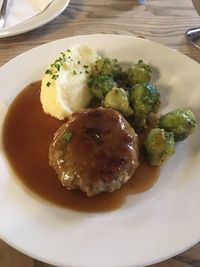 High angle view of meal served in plate