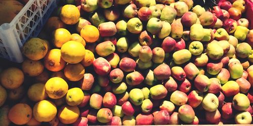 Full frame shot of fruits for sale in market